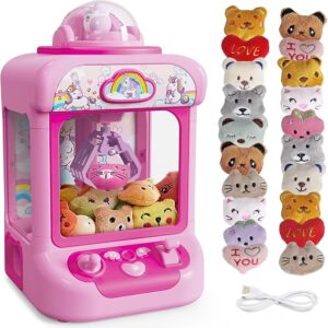 Claw Machine for Kids, Mini Vending Machine Girls Unicorn Toys, Candy Grabber Prize Dispenser with Sound